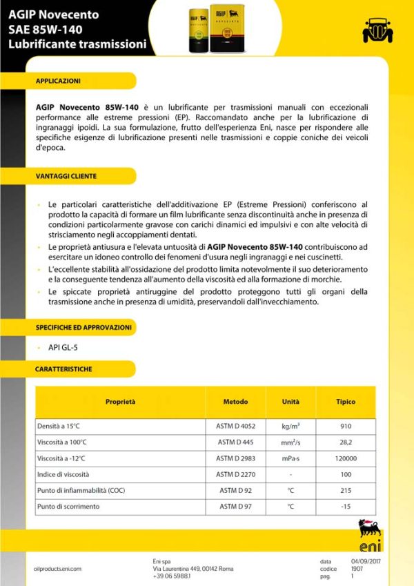 Agip Novecento SAE 85W-140 - immagine 3