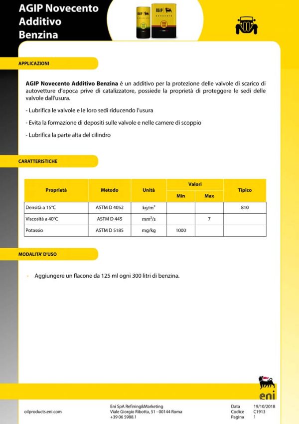 Additivo benzina Agip Novecento - confezione da 125ml - immagine 2