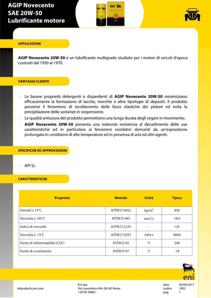Agip Novecento SAE 20W-50 1950-1970 - immagine 2